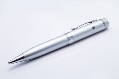 Srebrny kolor długopisu pendrive ze wskaźnikiem laserowym